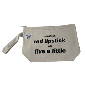 Santa Barbara Design Studio Red Lipstick Canvas Makeup Bag Wristlet Pouch New